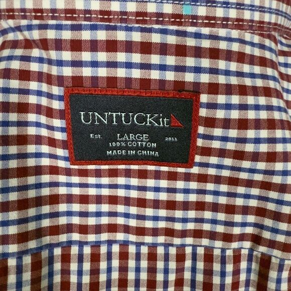 Untuckit Plaid 100% Cotton Button Down Shirt - Men’s L - Picture 6 of 8